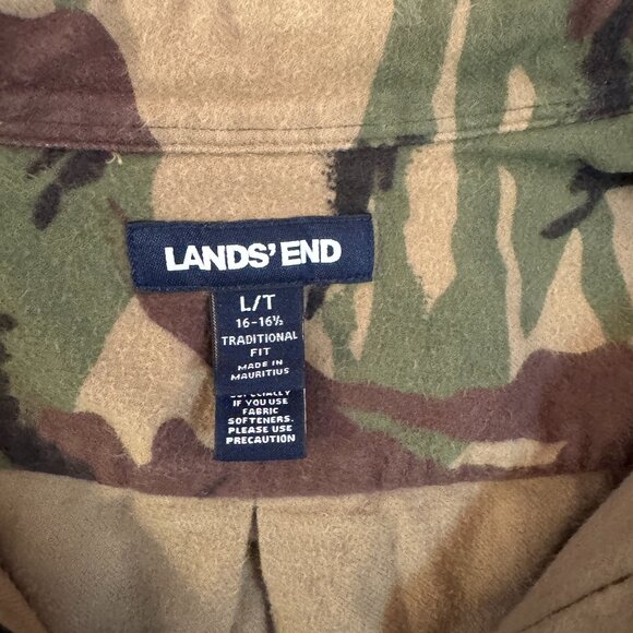 Lands End premium flannel shirt, mens, large/tall, traditional fit, camo pattern - Picture 2 of 10